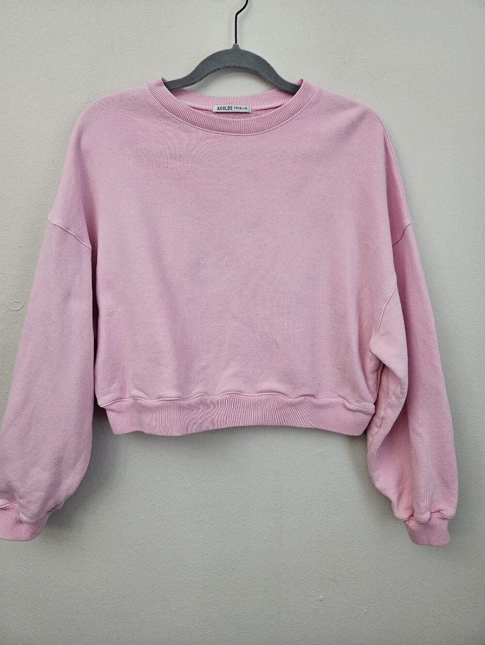 Agolde Pastel Pink Cropped Crew Sweatshirt Size M9